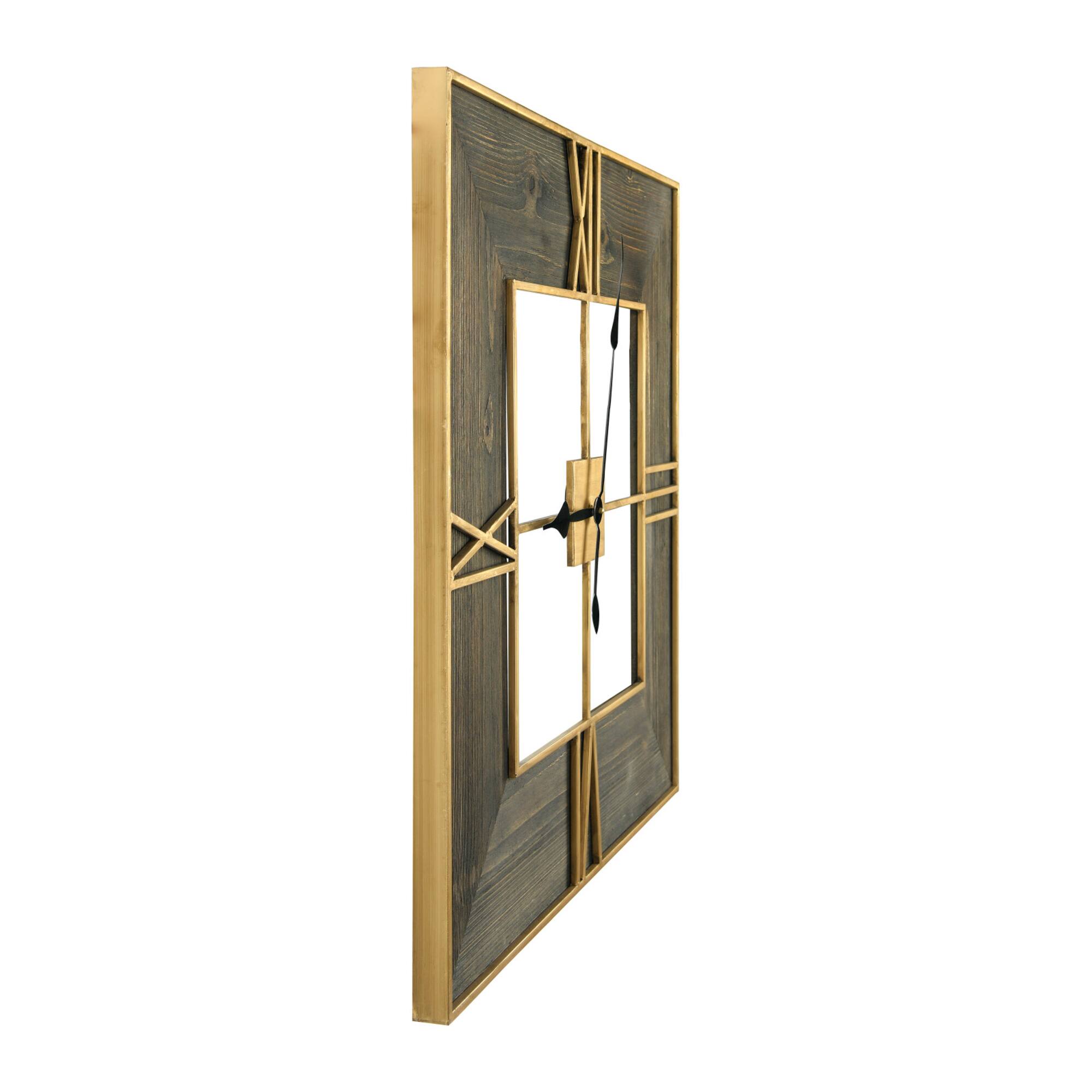 Hello Honey® 2.5ft. Gold Trimmed Wooden Square Wall Clock